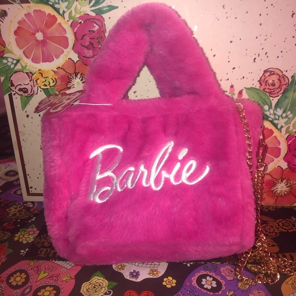 Barbie Handbags - limited edition Barbie x Skinny Dip Pink Faux Fur Mini Crossbody Handbag! This